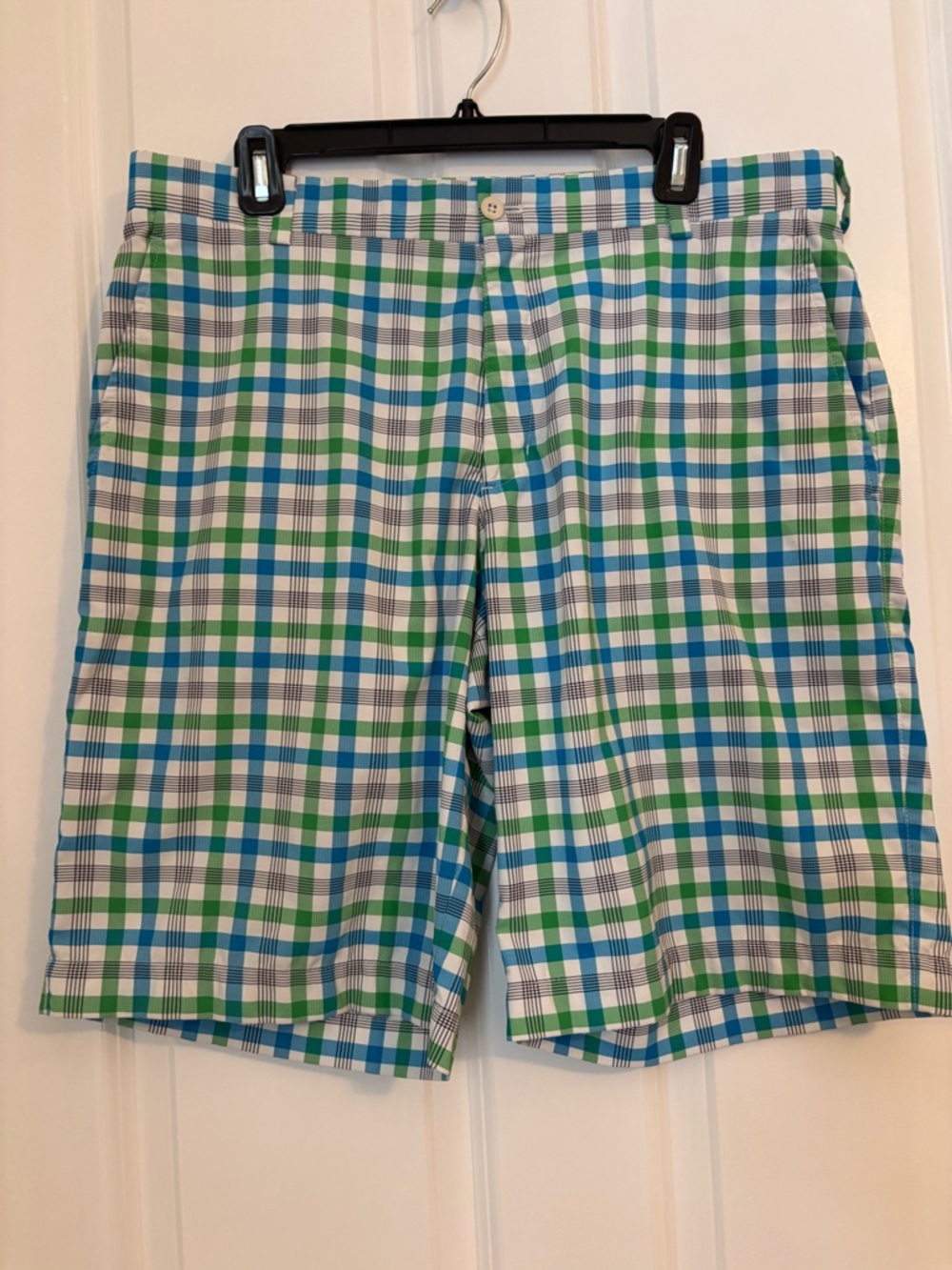 Nike Golf - Men’s Green/Blue Plaid Golf Shorts. Sz 34 Dri-Fit, Poly/Spandex NWOT